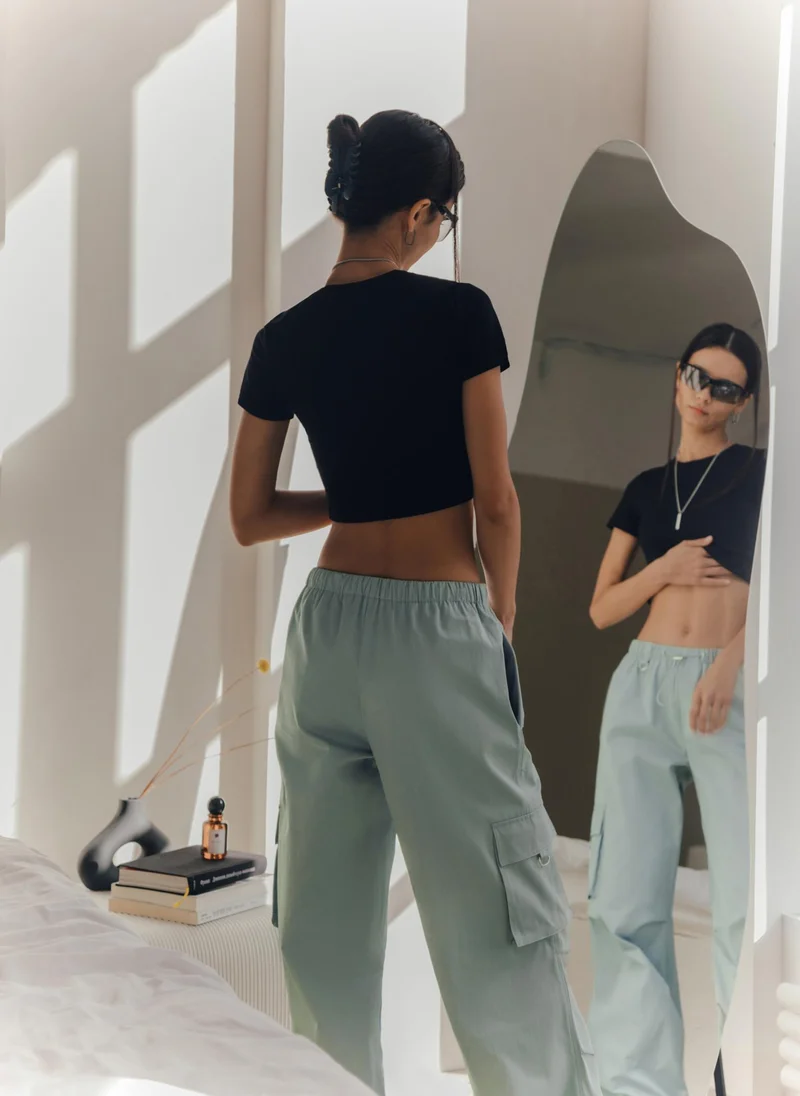 Lichi  Loose cargo trousers with elastic pants legs for Women | Best Price UAE